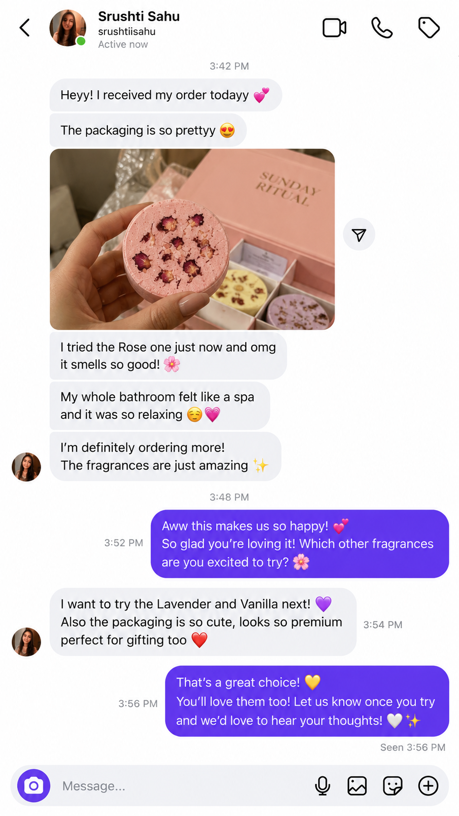 Instagram-style Sunday Ritual review conversation